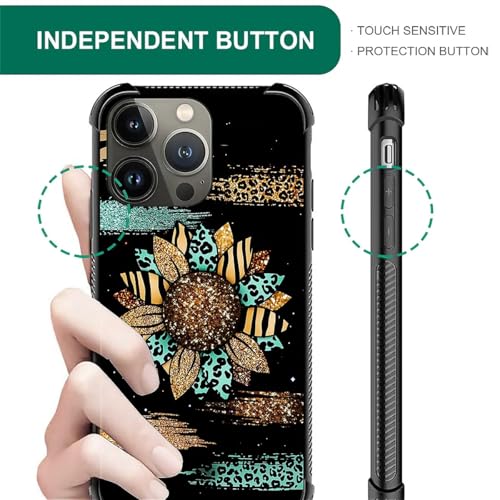 CARLOCA Compatible with iPhone 13 Pro Max Case,Shiny Sunflower Leopard Cases for Girl Fashion Graphic Design Shockproof Anti-Scratch Drop Protection Case for iPhone 13 Pro Max - image 3