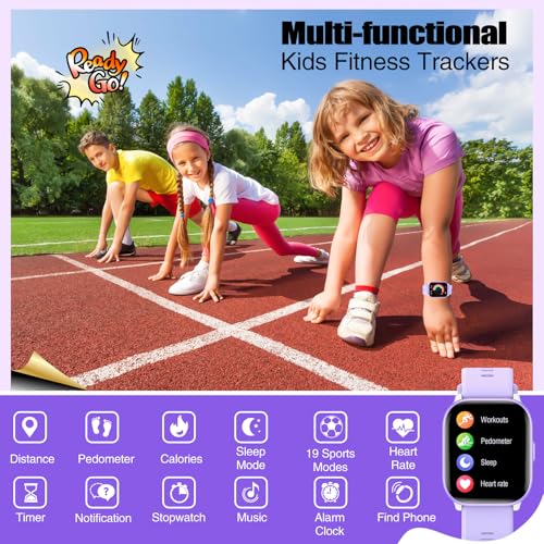 kids watch for girls boys with ip68 waterproof girls watch with 19 sports modes sleep tracking pedometer stopwatch kids activity tracker birthday gifts for girls age 6-15 years old