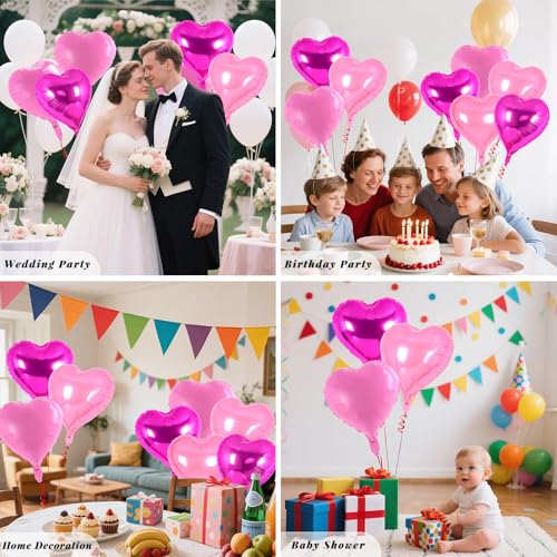 Image of 12 Pcs Colorful Heart Balloons,18 Inch Heart Foil Balloons Love Balloon Valentine Balloon for Birthday Party Wedding Engagement Party Baby Shower Valentine Day Decorations