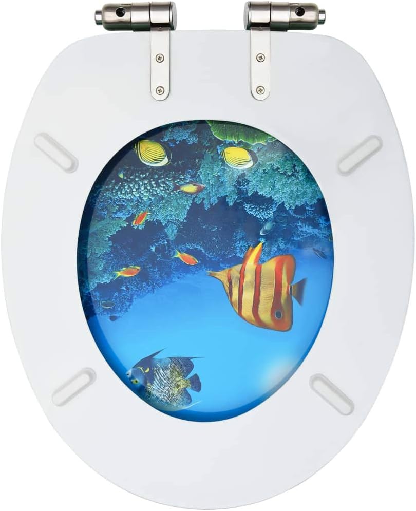 Hardware,Plumbing,Plumbing Fixture Hardware,WC Toilet Seat with Soft Close Lid MDF Deep Sea Design,Parts,Toilet