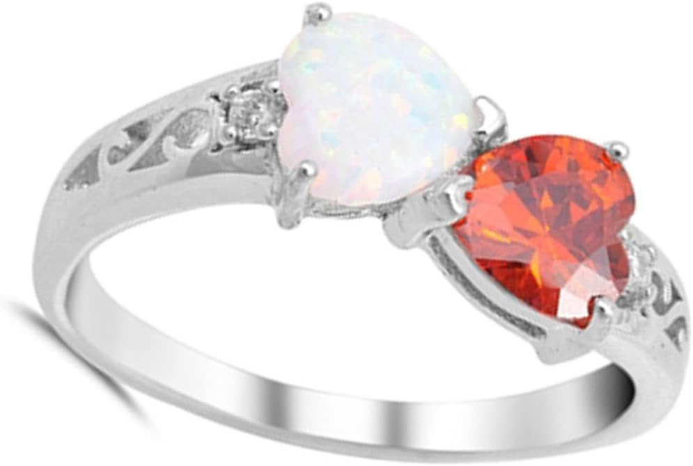 CHOOSE YOUR COLOR Sterling Silver Double Infinity Heart Promise Ring