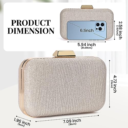 UBORSE Damen Clutch Abendttasche Glitter Handtasche Glänzend mit Kette Umhängetasche Modisch Elegant Schultertasche Portemonnaie Tasche für Cocktailparty Abendparty Tanzparty Geburtstag Hochzeit – Bild 4