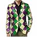 Mardi Gras Blazer for Men,Mardi Gras Blazer for Men 2026 Sequin Sparkle Holiday Jacket Fashion Trendy One Button Carnival Party Suit Outfits Black