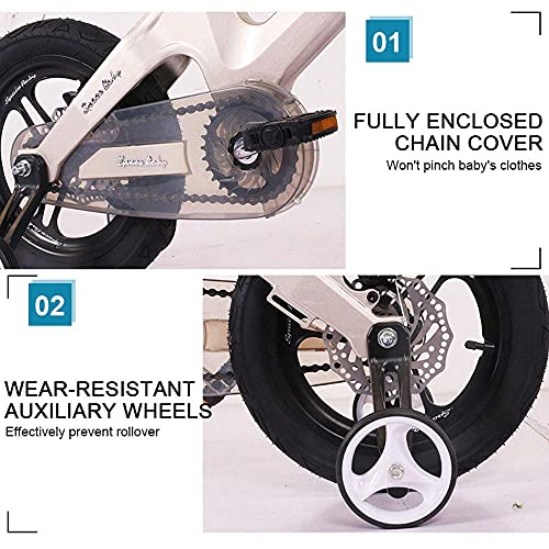 XBSXP Kinderfahrrad, Magnesiumlegierung Balance Dreirad, 12-Zoll-, 14-Zoll-, 16-Zoll-, 18-Zoll-Kinderfahrrad, Geeignet für Jungen und Mädchen im Alter von 3-12 Jahren, Pink, 12 Zoll – Bild 5