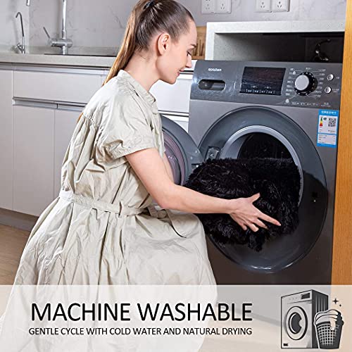 Yusoki Twin Size Faux Fur Throw Blanket(Black,60" X 80"),Whithout Pillows,Winter Lightweight Plush Fuzzy Soft Cozy Microfiber Comfy Bed Blanket For Women Kids Girls Couch Sofa Washable #TOP6