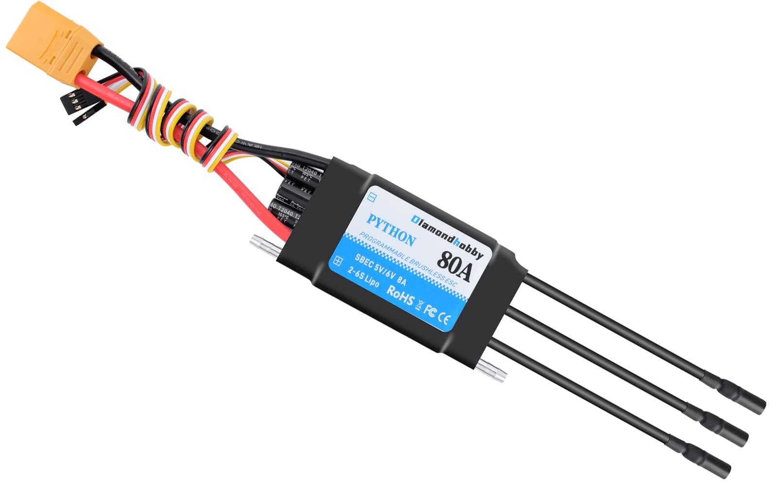 DH 80A 2-6S Waterproof Brushless ESC Electronic Speed Controller with 5V/6V 8A BEC and XT90 4.0mm Banana Head Connector for Model Ship RC Boat