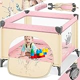 KIDIZ® Baby Parc pliable Lit d'enfant, Lit de voyage pliable de la naissance à 15 kg, Entrée latérale, Système de sécurité LockGuard, Avec roulettes, Sac de transport inclus Barrière de marche