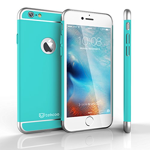 iPhone 6S Case, Tekcoo® [Ttri Series] [Turquoise] iPhone 6 Case / 6S Case (4.7 inch) Ultra Thin Shock Absorbing Hybrid Slim Impact Defender Rugged Slim Protective Cover Shell & Extra Frame