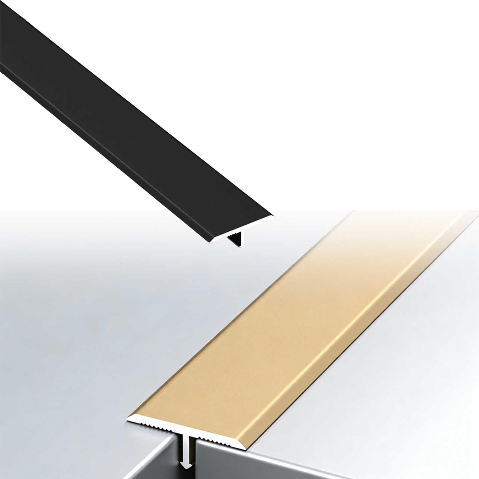 Perfil De Transición Para Suelo, Tira Para Suelo Aluminio, Tapajuntas Suelo Adhesivo En T，Ancho 20mm 33mm 40mm Perfil Plano Para Juntas De Suelo Tira Umbral(Negro,3.3x150cm)