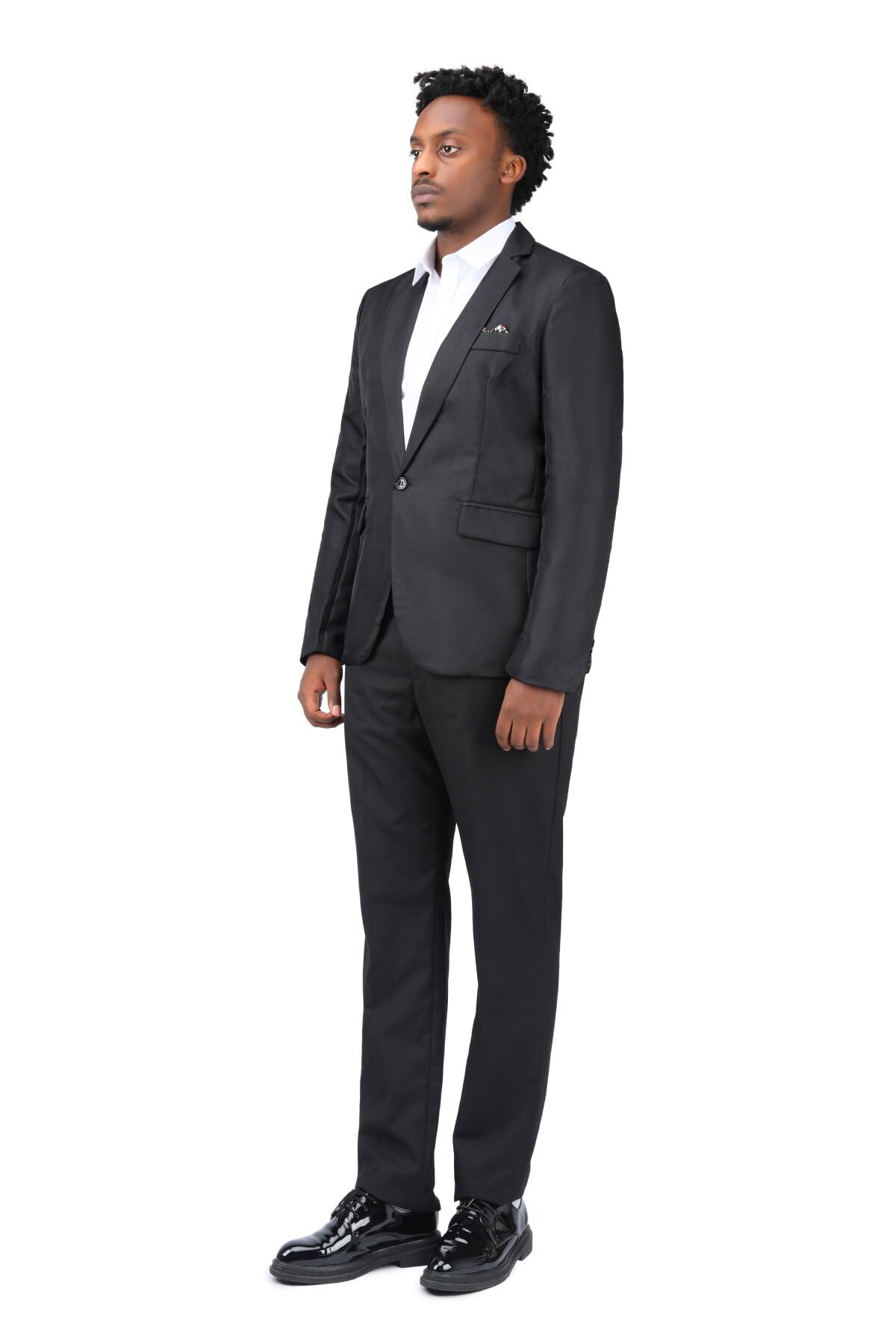 YOUTHUP Blazer Homme Un Bouton à Couleur Unie Slim Fit Décoré Foulard à Bon Marché Veste de Business Elégant