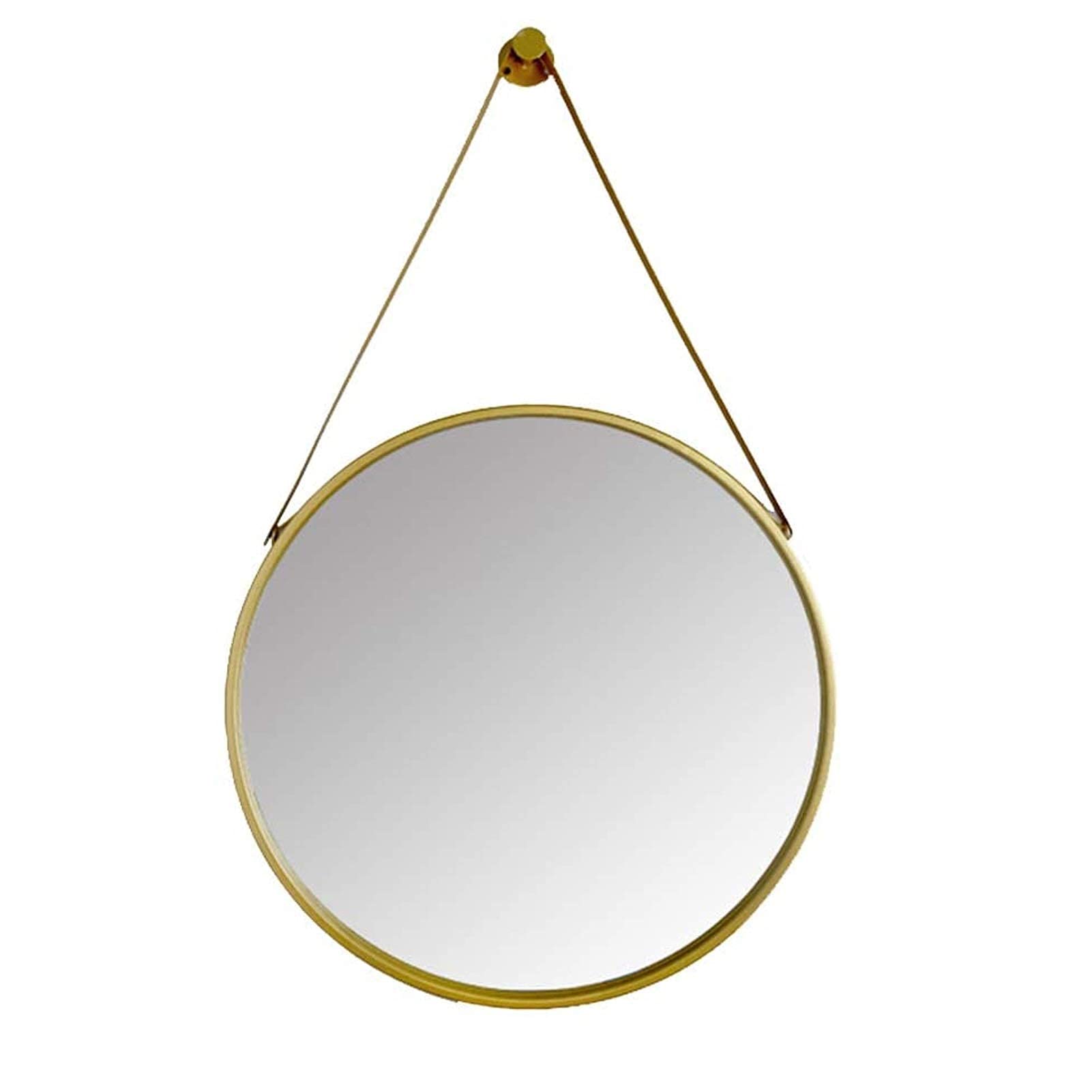 TYUHDUYUR Classic Round Hanging Mirror with Chain Strap Gold Finish | Circular Wall Mirror Decor | Circle Vanity Makeup Mirrors for Bathroom Washrooms Hallway Entryway Dressing Exqui