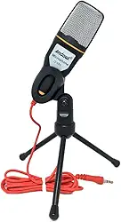 Microfone Condensador Para Gravaçao Profissional Com Tripe Para Notebook e PC Cor Preta (BSL-RADIO-2)