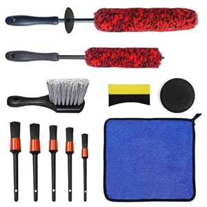 11Pcs Wheel Tire Cleaning Car Detailing Rim Brush Kit, Including Bendable Wheel Woolies Soft Wash Tool, Wheel Wash Brush Cleaning and Tire Brush, Motorcycle Car Washing Kit