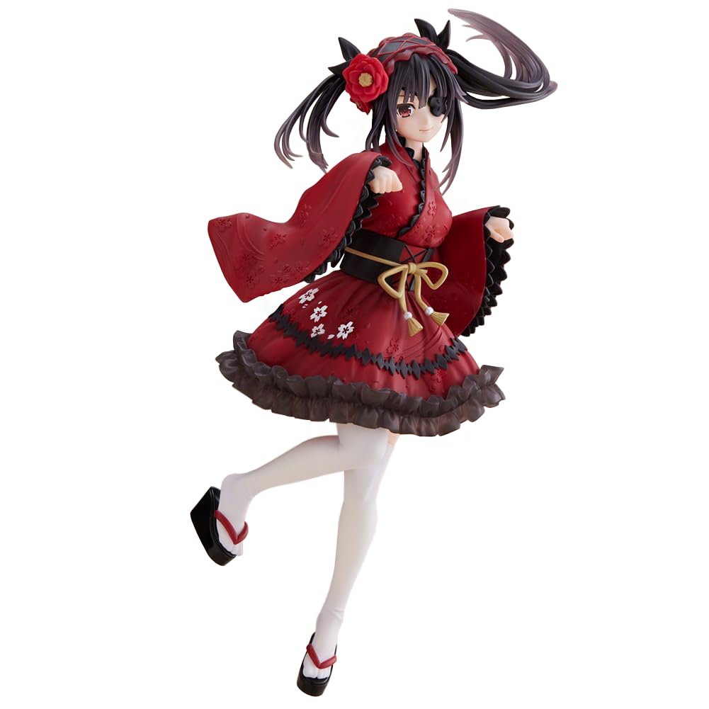 Zhongkaihua DATE A LIVE Figure Tokisaki Kurumi Figure Gothic Style Red Dress Eye Mask 18cm Figurine Anime PVC Statue Computer Desk Home Christmas Decoration