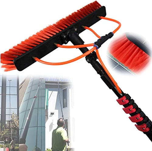 Teles Cepillo de limpieza de ventanas alimentado por agua, se extiende de 3,6 a 11 m, ideal para techos de invernadero, herramienta de limpieza de alto alcance para techos y techos