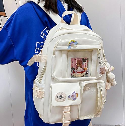 Sac à dos fermeture éclair en nylon beige résistant et ultraléger