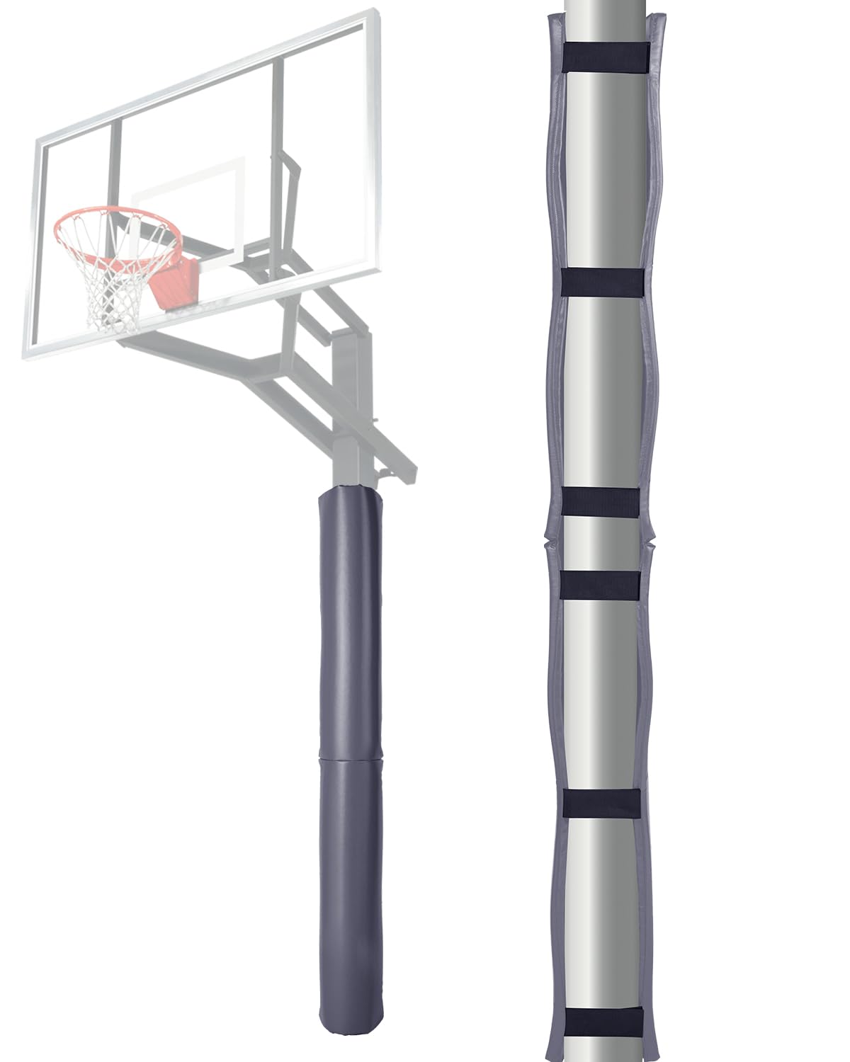 VEVOR Almohadilla para Poste de Baloncesto, Resistente, Envolvente, Impermeable, para Todo Tipo de Clima para Sótanos y Garajes, Tela de Malla de PVC + Espuma Perlada, 1800 x 500 x 32 mm, Gris