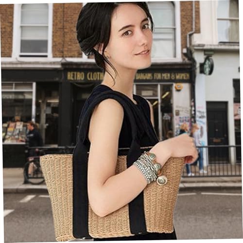 Straw Bags for Women Casual Woven Straw Tote Large Capacity Woven Shoulder Bag Summer Portable Bag for Beach4
