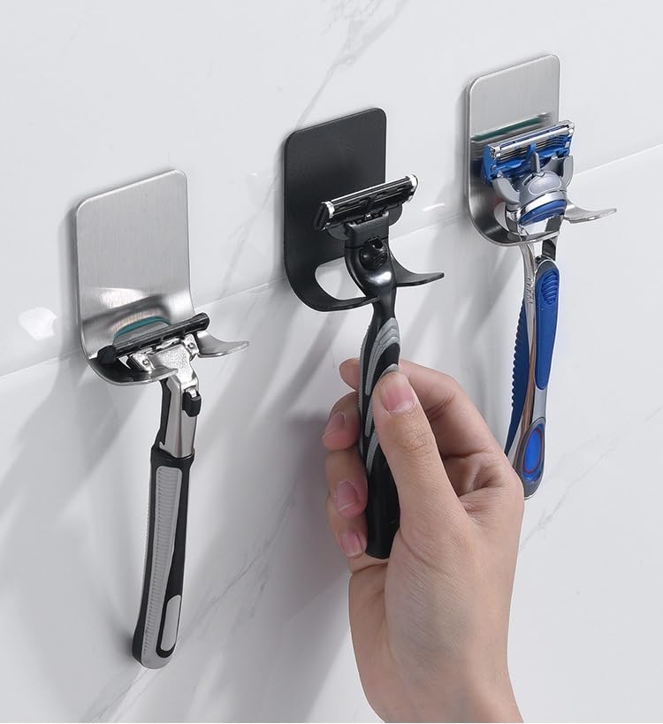 PIYYQNY Hat Hook 8 Pieces Stainless Steel Self Adhesive Hook Bath Towel Hook for Keys Towels Razors Coffee Cups Hats (Double Hook Silver) Product Image 3