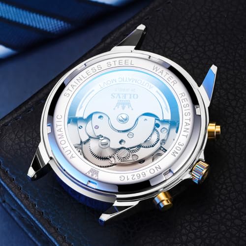 Image of OLEVS Watch Men Mechanical Luxury Classic Fashion Dress Men's Watches Waterproof Stainless Steel Self Winding Watches for Men Large Face Diamond Date No Battery Mens Watch Relojes para Hombres