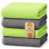 NatureMark 4er Duschtuch-Set – weiche und saugfähige Duschtücher aus 100% Baumwolle, geeignet für den täglichen Gebrauch – Anthrazit/Apfel, 70x140 cm – Ansicht 1