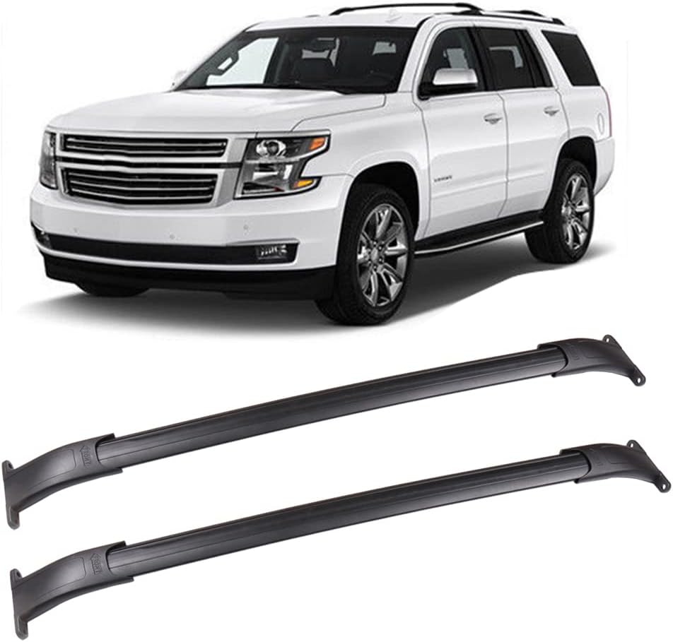 ROADFAR Black Roof Rack Crossbars Cargo Carrier Fit 2015-2020 For Cadillac Escalade/Escalade ESV,2015-2020 For Chevy For Tahoe/Suburban,2015-2020 For GMC Yukon/Yukon XL, (Fits Side Rails Models ONLY)