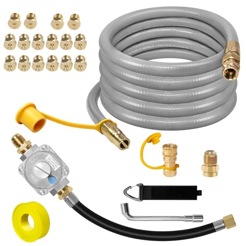 10FT Propane to Natural Gas Conversion Kit Compatible with Weber Genesis Genesis II Spirit Spirit II Convert LPG Grills to NG Includes 1/2 Natural Gas Hose with Gas Regulator and Orifice