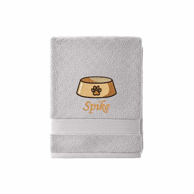 Stars and Stripes Personalised Dog Towel – Custom Embroidered Pet Name Puppy Lovers – Soft Absorbent Bath Dogs Drying Grooming Towels (Grey, Design02, Hand Towel)