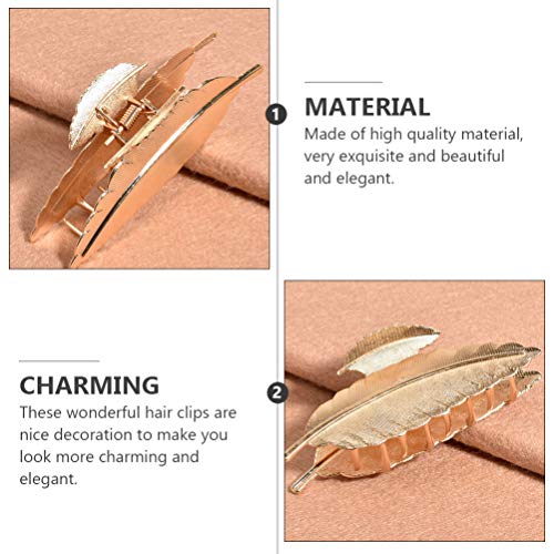 Minkissy 2 peças de penas de metal em forma de folha grampo de cabelo, presilha de cabelo, pente de