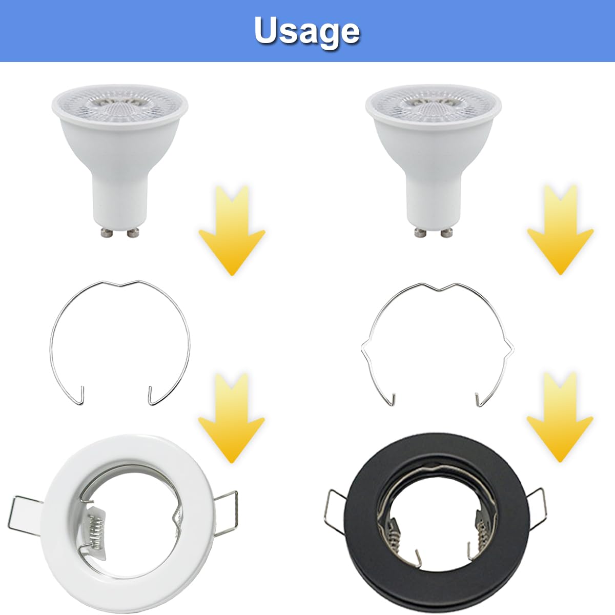 Produktbild von 30x Sprengringe Für GU10 & MR16 – Haltefedern Für Downlight, 52 Mm & 43 Mm Durchmesser