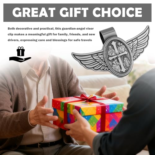 Image of Cross Guardian Angel Visor Clips for Cars,Guardian Angel for Car Visor Clip for Praying Safe Driving,Car Cross Guardians Angels Gift for New Driver Catholic Cars Accessories