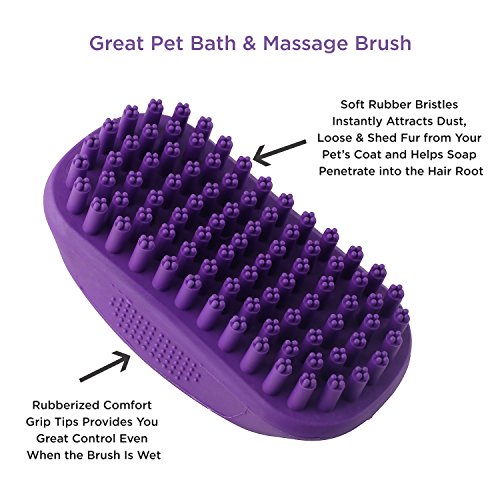 Hertzko-Pet-Bath-Massage-Brush-Dog-Bath-Brush-Scrubber-for-Shampooing-and-Massaging-Dogs-Cats-Small-Animals-ShortLong-Hair-Rubber-Curry-Brush-Dog-Removes-Loose-Shed-Fur-No-Handle
