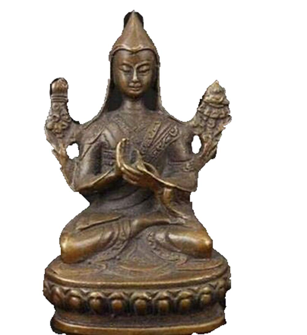 Fashion158 Chinese OLD Bronze Carved Tibetan Buddhism Je Tsongkhapa Buddha Statue