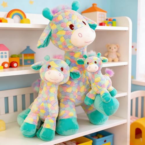 Image of SCOOBA Vibrant Eye Soothing Multi Color Giraffe Soft Toy 40cm Height (Giraffe)