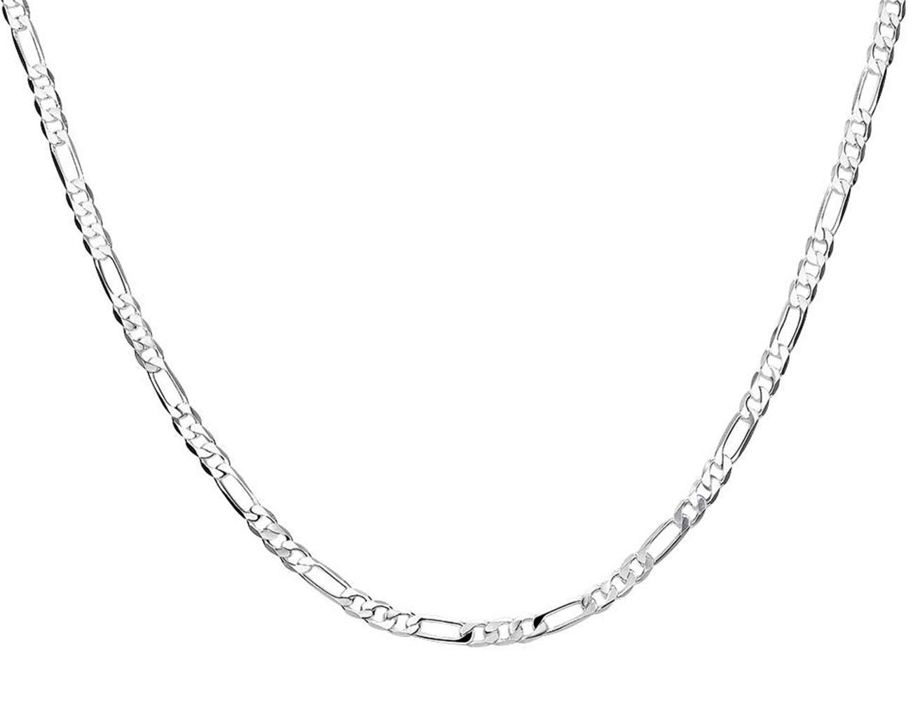 CutesmileCutesmile Fashion Jewelry 925 Sterling Silver Italian 2mm Figaro Link Solid 925 Necklace Chain 16" - 24" for Men & Women 18 Inches C013