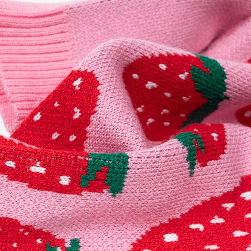 Image of Fitwarm Adorable Strawberry Dog Sweater, Thermal Dog Winter Clothes for Small Dogs Girl, Pet Outfit, Pink, Red, White, Green, XS