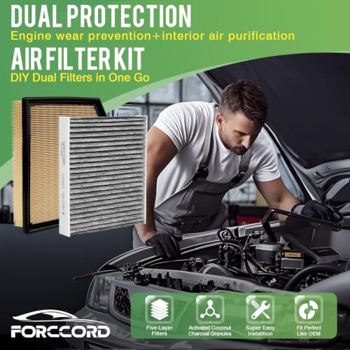 Image of Cabin & Engine Air Filter Fit for 2013-2024 Lexus IS200T IS250 IS300 IS350 GS200T GS300 GS350 GS450H RC200T RC300 RC350 Carbon Cabin Filter Replace#CF10074 CA10996