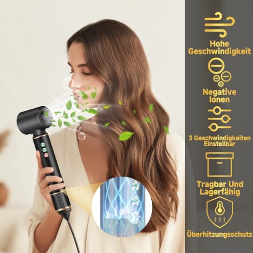 LaifuTu Neues Upgrade 5 In 1 Lockenstab, Rundbürstenföhn mit 5 Ersatz, Multifunktions mit Ionen Technologie Föhnbürste, 3-Gang Regelbar Lockenstab Automatisch, Hairstyler für Glätte, Locken & Volumen