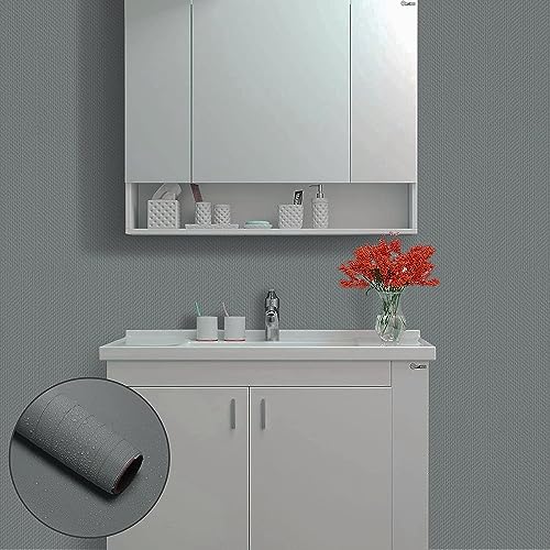Image of ELTON Textured Solid Color Plain Wallpaper Self Adhesive Waterproof Embossed Wallpaper for Wall Livingroom Bedroom Furniture Table top, Kitcken Almirah & Doors (Dark Grey, 45 x 600 Cms)