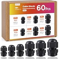 Kabelverschraubung Set mit Dichtungen, Gorffy 60 Stück IP68 Kabeldurchführung Wasserdicht PG7 PG9 PG11 PG13.5 PG16 PG19, Kabelverschraubungen für Outdoor Garten, Kunststoff Nylon Kabeldurchführungen