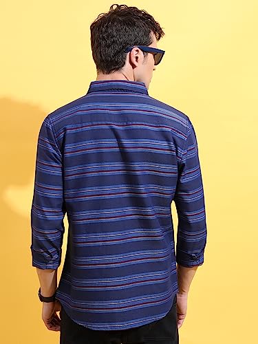 Image of KETCH Men Slim Fit Striped Full Sleeve Shirt