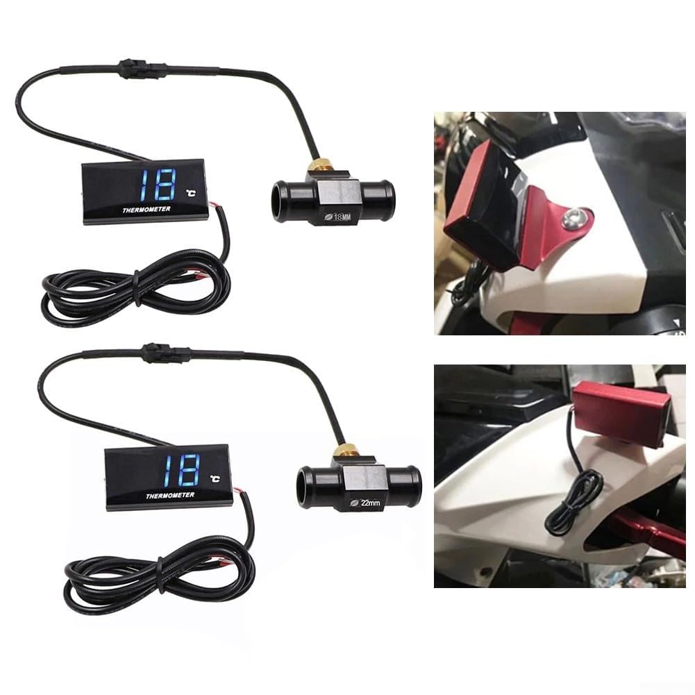 Jauge de température d'eau numérique pour moto avec capteur hygromètre pour véhicules DC 12 V, kit thermomètre étanche pour motos et voitures de course (18 mm)