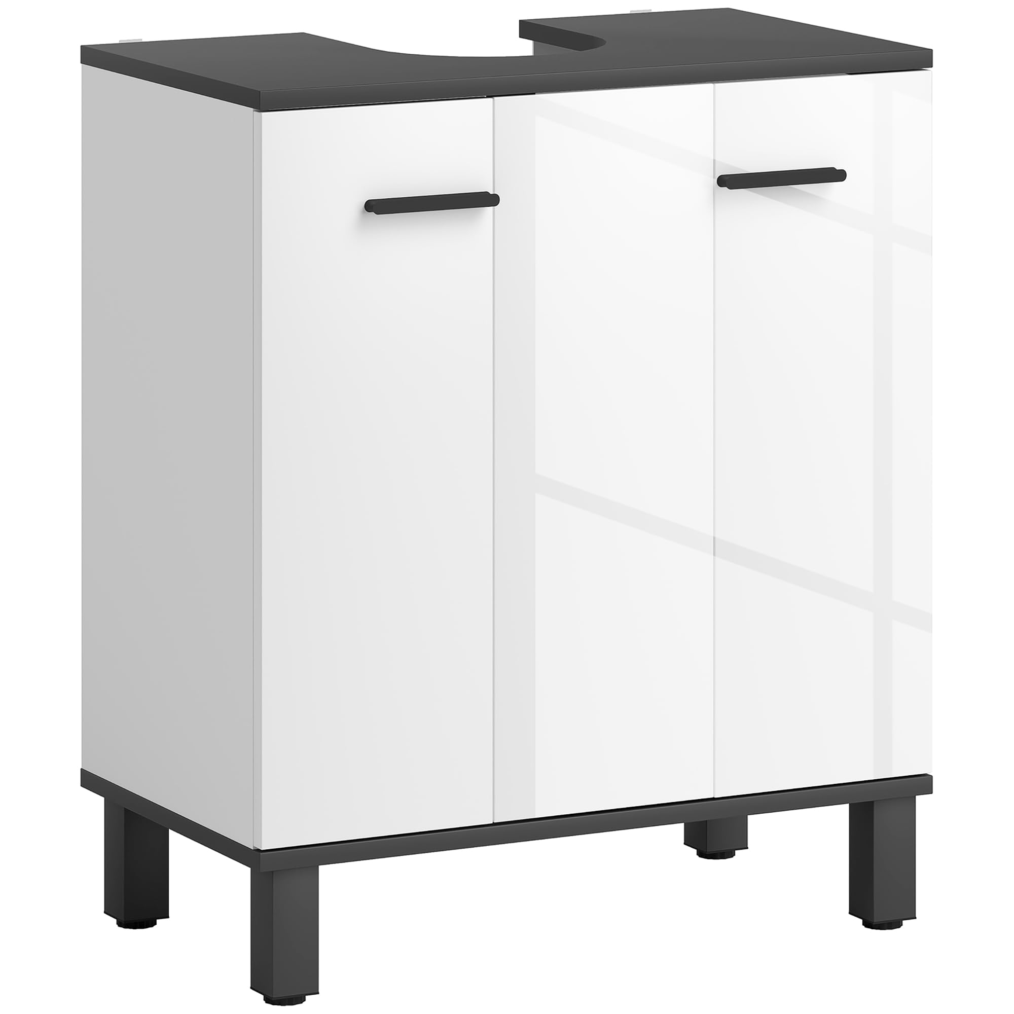 Rackhams White Bathroom Under Sink Cabinet With Adjustable Shelf High Gloss - High Gloss