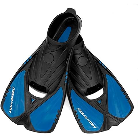 Aqua Speed Trainingsschwimmflossen Erwachsene I Schwimmflossen blau-schwarz I Fußteilflossen I Trainingsflossen Fersenlaschen I Swimming Flippers I Gr.42/43 I Action Cover