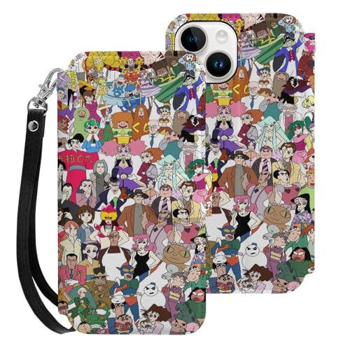 クレヨンしんちゃん iPhone15用ケース 手帳型 スマホケース アイホン15用 財布型カバー カードポケット スタンド機能 誕生日ギフト 人気 男女兼用