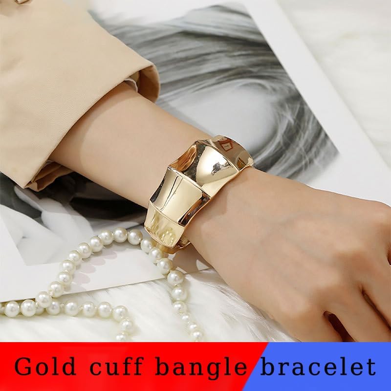 INENIMARTJ Gold Cuff Bracelets for Women Chunky Gold Bangle Bracelets Gold Wrist Cuffs Wrap Bracelet - Image 2