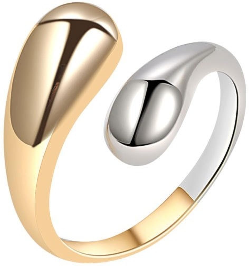 Diamond-dusted radiance Adjustable Two-Tone Gold and Silver Coloured Ring For Women & Girls-image-22