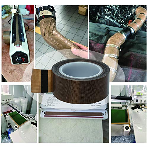 Homend PTFE Coated Fabric Teflon Tape Adhesive Tape High Temperature Teflon Tape for Vacuum, Hand and Impulse Sealers Machine Sealing Tape 10M (1.97inch x 33feet(W*L))