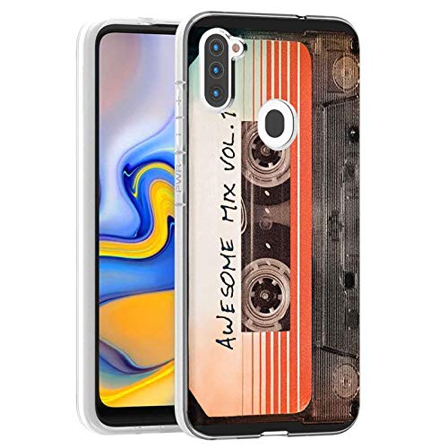 NakedShield Clear Slim Total Cover Phone Case for Samsung Galaxy A11,SM-A115M,Cassette Mix Vol. 1 Print,Light Weight, Unbreakable, Flexible, Surround Edge Protection,Designed in USA