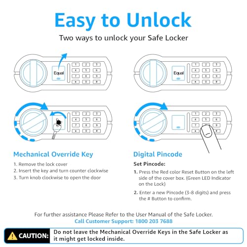 Image of Equal 48L SecureLite Safe Locker for Home | Digital PIN Code + Emergency Key | 10-Gauge Steel Door | 3 Year Warranty | 48 Litre - Matte Black